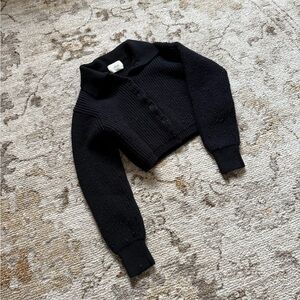 Wilfred Ribbed Black Cardigan